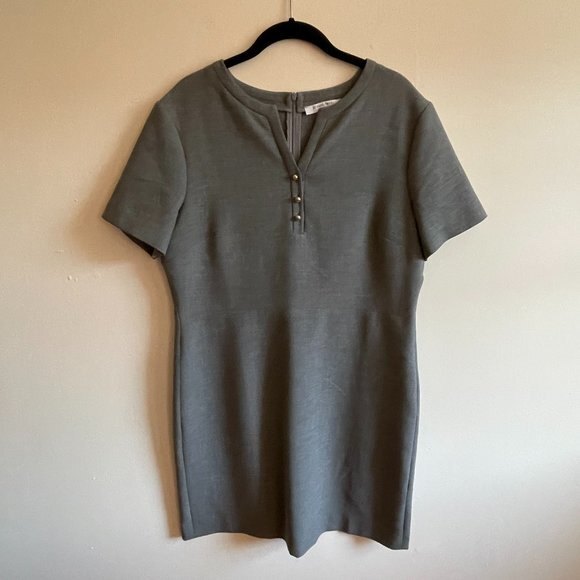 Gerard Darel Short Sleeve V-Neck Mini Dress Gray Size 44 / US 12 - Picture 2 of 8